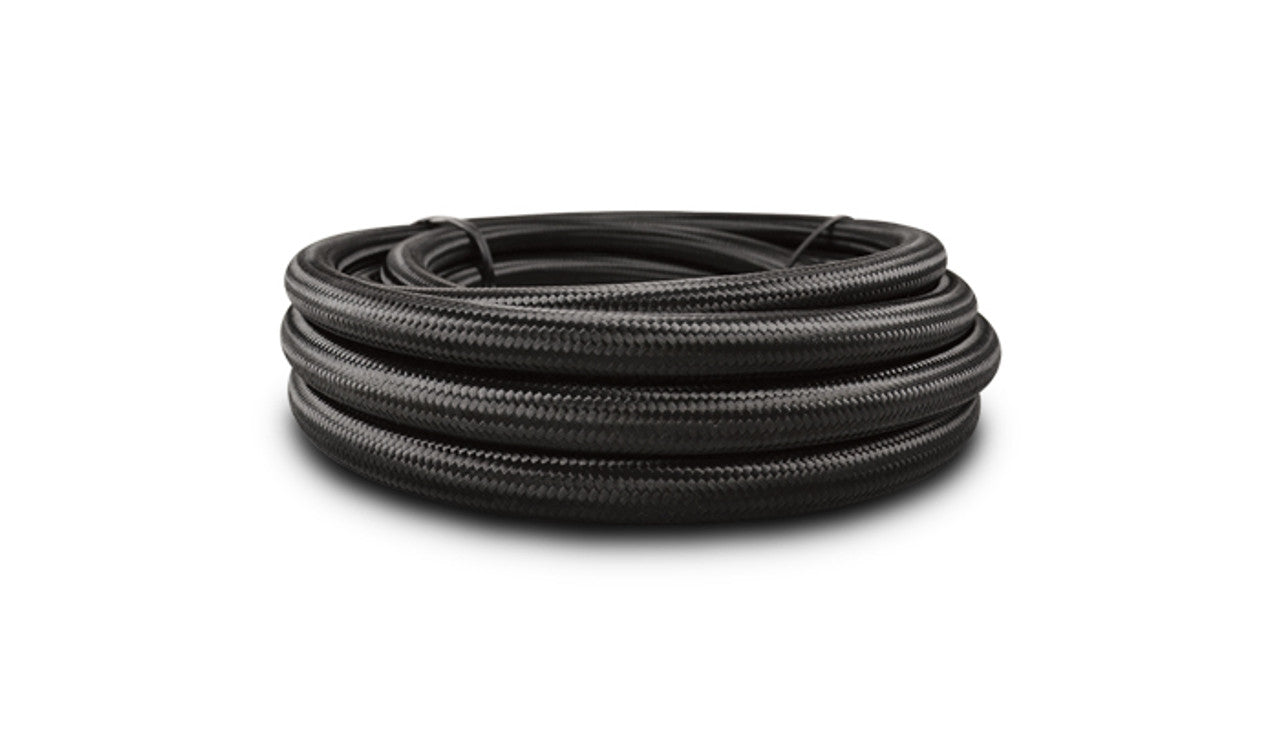 Vibrant 150ft Roll of Black Nylon Braided Flex Hose with PTFE Liner; AN Size: -10AN - 19040